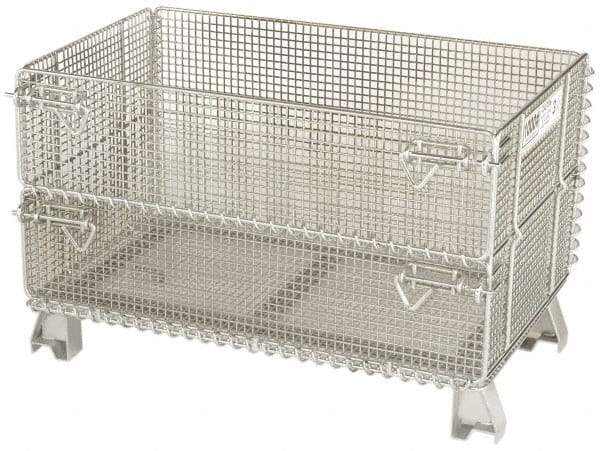 Nashville Wire - 32" Long x 20" Wide x 16" High Steel Basket-Style Bulk Folding Wire Mesh Container - 1,000 Lb. Load Capacity - Americas Tooling