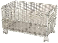 Nashville Wire - 32" Long x 20" Wide x 16" High Steel Basket-Style Bulk Folding Wire Mesh Container - 1,000 Lb. Load Capacity - Americas Tooling