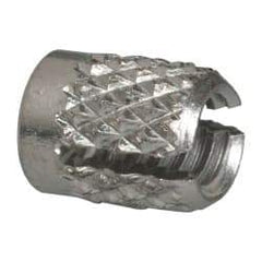 E-Z LOK - #6-32 UNC Stainless Steel Flush Press Fit Threaded Insert for Plastic - 1/4" OAL, 0.199" Insert Diam, 3/16" Hole Diam, 3/16" Drill - Americas Tooling