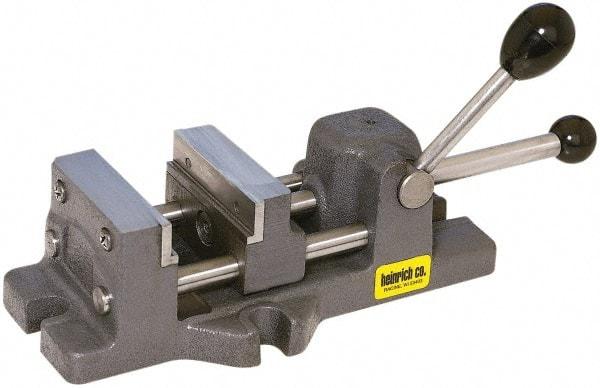 Heinrich - 4-11/16" Jaw Opening Capacity x 1-5/16" Throat Depth, Horizontal Drill Press Vise - 4" Wide x 4-11/16" High Jaw, Stationary Base, Standard Speed - Americas Tooling