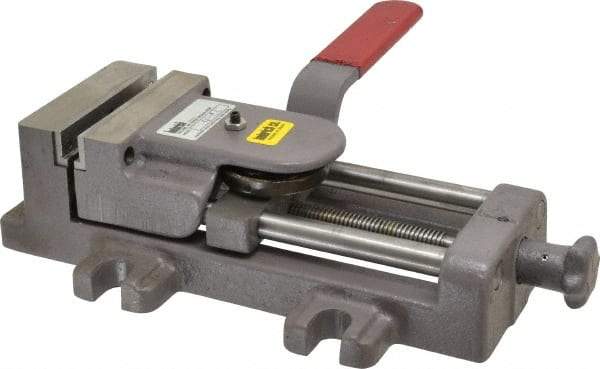 Heinrich - 4" Jaw Opening Capacity x 1-3/8" Throat Depth, Horizontal Drill Press Vise - 4" Wide x 1-3/8" High Jaw, Stationary Base, Standard Speed, 11-3/4" OAL - Americas Tooling