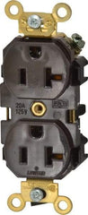 Leviton - 125 VAC, 20 Amp, 5-20R NEMA Configuration, Brown, Industrial Grade, Self Grounding Duplex Receptacle - 1 Phase, 2 Poles, 3 Wire, Flush Mount, Tamper Resistant - Americas Tooling