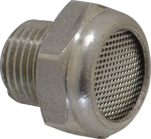 Legris - 1/8 Male NPT, 14mm Hex, Exhaust Muffler - 175 Max psi, 108 Decibel Rating, Stainless Steel - Americas Tooling