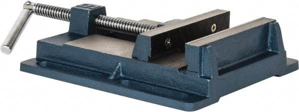 Interstate - 5-1/2" Jaw Opening Capacity x 1-7/64" Throat Depth, Horizontal Drill Press Vise - 6" Wide x 1-7/64" High Jaw, Stationary Base, Standard Speed, 10.86" OAL x 2.4" Overall Height, Cast Iron - Americas Tooling