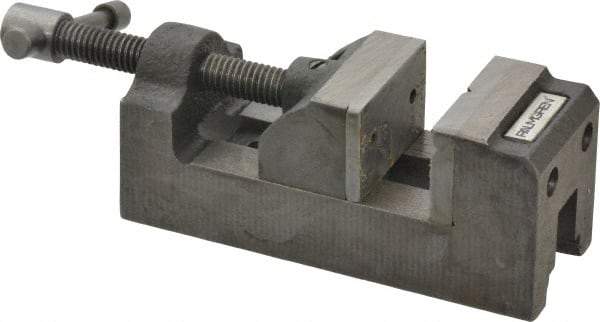 Palmgren - 1-1/2" Jaw Opening Capacity x 1" Throat Depth, Horizontal Drill Press Vise - 1-1/2" Wide Jaw, Stationary Base, Standard Speed, 5-1/8" OAL x 1-13/16" Overall Height, Cast Iron - Americas Tooling