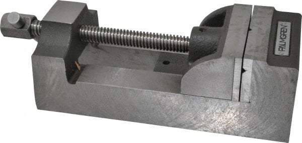 Palmgren - 4" Jaw Opening Capacity x 1-3/4" Throat Depth, Horizontal Drill Press Vise - 4" Wide Jaw, Stationary Base, Standard Speed, 10-3/4" OAL x 3-1/4" Overall Height, Cast Iron - Americas Tooling