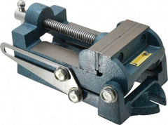 Interstate - 3-5/16" Jaw Opening Capacity x 1-1/4" Throat Depth, Angle Drill Press Vise - 3-1/2" Wide x 1.35" High Jaw, Stationary Base, Standard Speed, 9.13" OAL x 3.23" Overall Height, Cast Iron - Americas Tooling