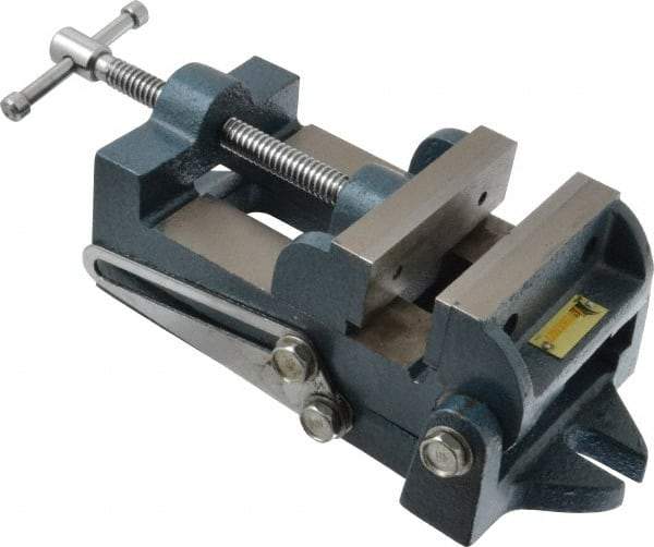 Interstate - 3-3/4" Jaw Opening Capacity x 1-3/4" Throat Depth, Angle Drill Press Vise - 4-1/2" Wide x 1.62" High Jaw, Stationary Base, Standard Speed, 10-15/16" OAL x 3.7" Overall Height, Cast Iron - Americas Tooling