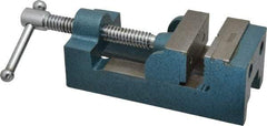 Interstate - 2-11/32" Jaw Opening Capacity x 1-7/64" Throat Depth, Horizontal Drill Press Vise - 2-1/2" Wide x 1.1" High Jaw, Stationary Base, Standard Speed, 7-27/64" OAL x 2-1/4" Overall Height, Cast Iron - Americas Tooling