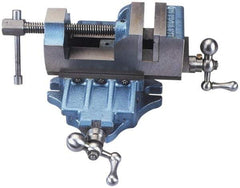 Palmgren - 3" Jaw Opening Capacity x 1-3/4" Throat Depth, Horizontal Drill Press Vise - 3" Wide Jaw, Cross Slide Base, Standard Speed, 12" OAL x 5-1/2" Overall Height, Cast Iron - Americas Tooling