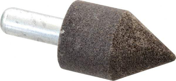 Grier Abrasives - 1-1/4" Diam 80 Grit 60° Included Angle Center Lap - Aluminum Oxide, Medium Grade, Extra Hard Density, Shank Mounted - Americas Tooling