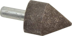 Grier Abrasives - 1-1/2" Diam 80 Grit 60° Included Angle Center Lap - Aluminum Oxide, Medium Grade, Extra Hard Density, Shank Mounted - Americas Tooling