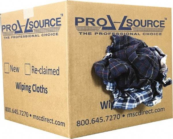 PRO-SOURCE - Reclaimed Cotton Polishing and Dust Cloths - Assorted Colors, Flannel, Low Lint, 10 Lbs. at 3 to 4 per Pound, Box - Americas Tooling