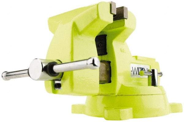 Wilton - 5" Jaw Width x 5-1/4" Jaw Opening Capacity, 3-3/4" Throat Depth, Bench & Pipe Combination Vise - 1/4 to 2-1/2" Pipe Capacity, Swivel Base, Bolt Down Attachment, Ductile Iron - Americas Tooling