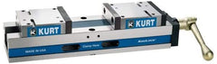 Kurt - 4" Jaw Width, 6-1/4" Max Jaw Opening, Manual Precision Self Centering Vise - 80,000 Max Operating psi, Ductile Iron, 17.9" OAL x 3.61" OAH - Americas Tooling