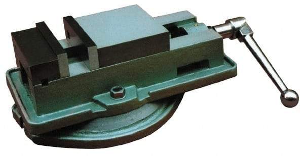 Interstate - 4" Jaw Width, 3-7/8" Jaw Opening Capacity, Horizontal Swivel Machine Vise - Manual Operation, 4,496 Lb Capacity, 1 Station, 12.97" Long x 3.7" High x 1-13/64" Deep, 1-1/8" Jaw Height, Cast Iron - Americas Tooling