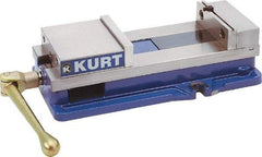 Kurt - 10" Jaw Width, 9-3/4" Jaw Opening Capacity, Horizontal Stationary Machine Vise - Manual Operation, 26,277 Lb Capacity, 1 Station, 29.19" Long x 6-13/16" High x 2-15/16" Deep, 2-1/2" Jaw Height, 80,000 psi Max Clamp Force, Ductile Iron - Americas Tooling