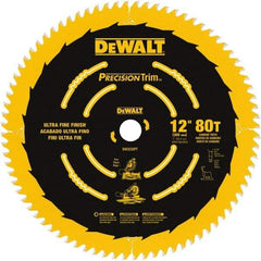 DeWALT - 12" Diam, 1" Arbor Hole Diam, 80 Tooth Wet & Dry Cut Saw Blade - Carbide-Tipped, Finishing Action, Standard Round Arbor - Americas Tooling