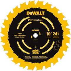 DeWALT - 10" Diam, 5/8" Arbor Hole Diam, 24 Tooth Wet & Dry Cut Saw Blade - Carbide-Tipped, Ripping Action, Standard Round Arbor - Americas Tooling