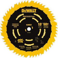 DeWALT - 10" Diam, 5/8" Arbor Hole Diam, 50 Tooth Wet & Dry Cut Saw Blade - Carbide-Tipped, Combination Action, Standard Round Arbor - Americas Tooling