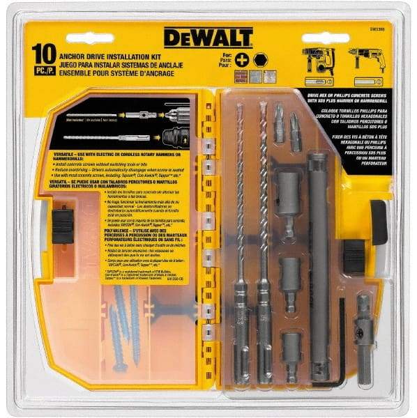 DeWALT - 10 Piece Carbide Tipped Masonry Anchor Installation Kit - For Use with SDS Rotary Hammers - Americas Tooling