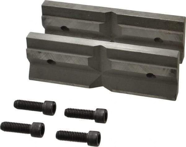 Cardinal Tool - 6" Wide x 2mm High, V-Groove Vise Jaw - Hard, Steel, Fixed Jaw, Compatible with 6" Vises - Americas Tooling