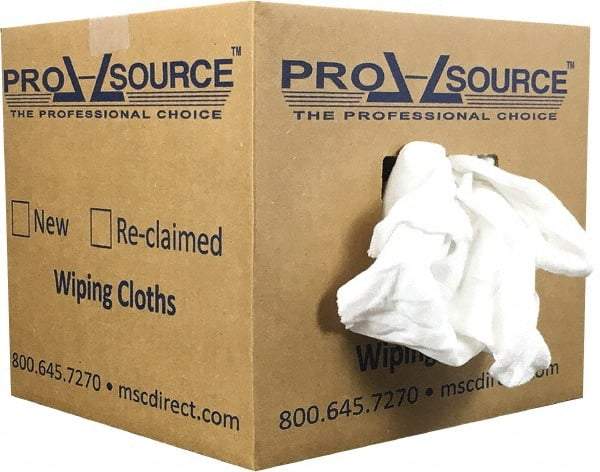 PRO-SOURCE - Wide Virgin Cotton Rags - White, Fleece and Sweatshirt, Low Lint, 10 Lbs. at 3 to 4 per Pound, Box - Americas Tooling