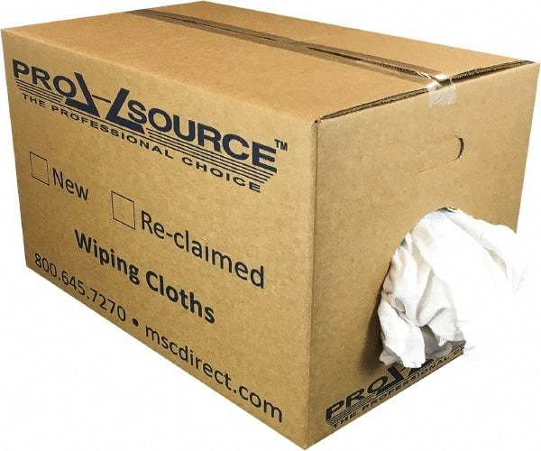 PRO-SOURCE - Wide Virgin Cotton Rags - White, Fleece and Sweatshirt, Low Lint, 25 Lbs. at 3 to 4 per Pound, Box - Americas Tooling