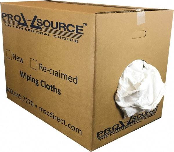 PRO-SOURCE - Wide Virgin Cotton Rags - White, Fleece and Sweatshirt, Low Lint, 50 Lbs. at 3 to 4 per Pound, Box - Americas Tooling