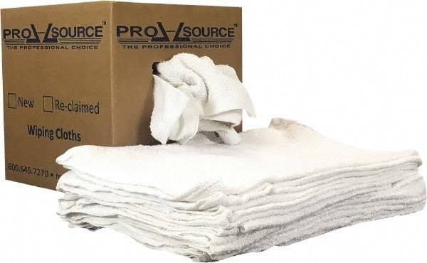 PRO-SOURCE - 19 Inch Long x 16 Inch Wide Virgin Utility Cotton Towels - White, Terry Cloth, Low Lint, 5 Lbs. at 3 to 4 per Pound, Box - Americas Tooling