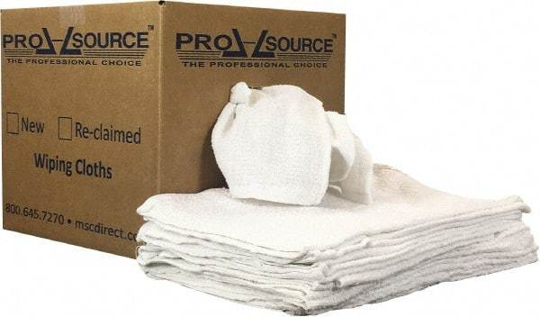 PRO-SOURCE - 19 Inch Long x 16 Inch Wide Virgin Utility Cotton Towels - White, Terry Cloth, Low Lint, 10 Lbs. at 3 to 4 per Pound, Box - Americas Tooling