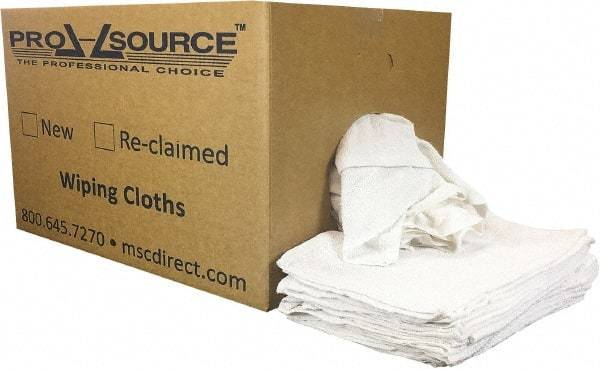 PRO-SOURCE - 19 Inch Long x 16 Inch Wide Virgin Utility Cotton Towels - White, Terry Cloth, Low Lint, 25 Lbs. at 3 to 4 per Pound, Box - Americas Tooling