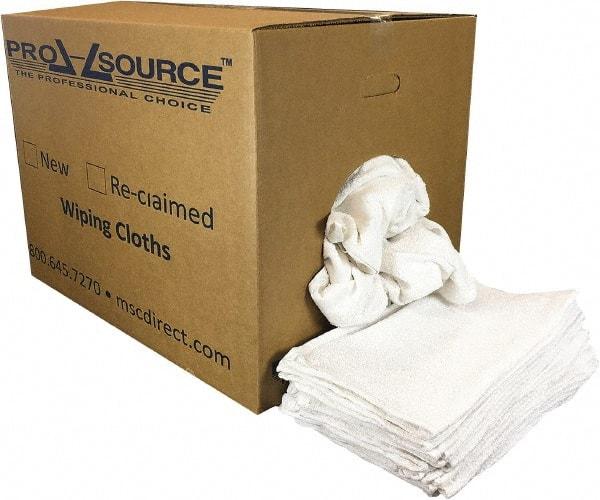 PRO-SOURCE - 19 Inch Long x 16 Inch Wide Virgin Utility Cotton Towels - White, Terry Cloth, Low Lint, 50 Lbs. at 3 to 4 per Pound, Box - Americas Tooling