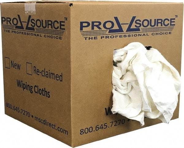 PRO-SOURCE - Reclaimed Cotton Polishing and Dust Cloths - White, Flannel, Low Lint, 10 Lbs. at 3 to 4 per Pound, Box - Americas Tooling