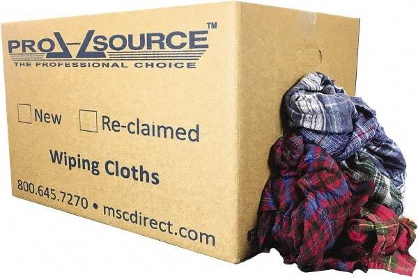 PRO-SOURCE - Reclaimed Cotton Polishing and Dust Cloths - Assorted Colors, Flannel, Low Lint, 25 Lbs. at 3 to 4 per Pound, Box - Americas Tooling