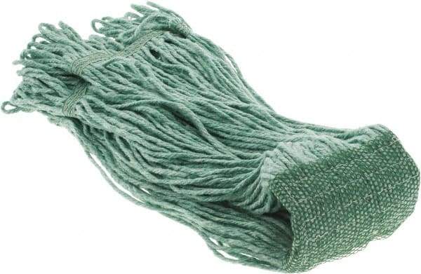 PRO-SOURCE - 5" Green Head Band, X-Large Blended Fiber Loop End Mop Head - 4 Ply, Side Loading Connection, Use for General Purpose - Americas Tooling