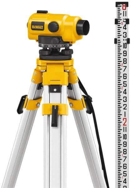 DeWALT - 26x Magnification, 0.5 to 300 Ft. Measuring Range, Automatic Optical Level Kit - Accuracy 1/32 Inch at 100 Ft., Kit Includes Aluminum Tripod with Quick Adjust Legs - Americas Tooling