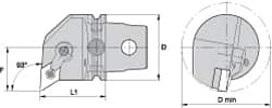 Kennametal - Left Hand Cut, Size KM63, DN.. Insert Compatiblity, Internal Modular Turning & Profiling Cutting Unit Head - 43mm Ctr to Cutting Edge, 60mm Head Length, Through Coolant, Series Kenloc - Americas Tooling