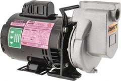 American Machine & Tool - 115/230 Volt, 1 Phase, 1/3 HP, Chemical Transfer Self Priming Centrifugal Pump - 1 Inch Inlet, Stainless Steel and Cast Iron Housing, Stainless Steel Impeller, 44 Ft. Shut Off, Viton Seal - Americas Tooling