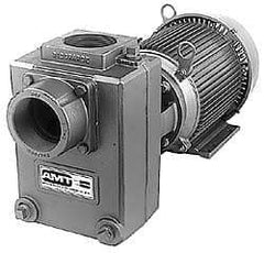 American Machine & Tool - 230/460 Volt, 3 Phase, 3 HP, Self Priming Centrifugal Pump - 3 Inch Inlet, 65 Head Pressure, Cast Iron Housing, Bronze Impeller - Americas Tooling