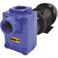 American Machine & Tool - 230/460 Volt, 3 Phase, 7-1/2 HP, Self Priming Centrifugal Pump - 3 Inch Inlet, 110 Head Pressure, Cast Iron Housing, Bronze Impeller - Americas Tooling