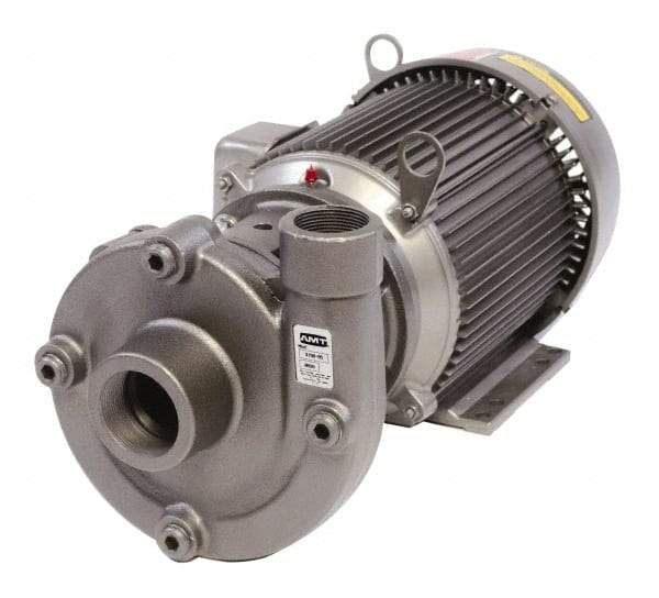 American Machine & Tool - 230/460V Volt, 3 Phase, 2 HP, Cast Iron Straight Pump - 2 Inch Inlet, 1-1/2 Inch Outlet, 62 Max Head psi, Stainless Steel Impeller, Buna-N Seal - Americas Tooling