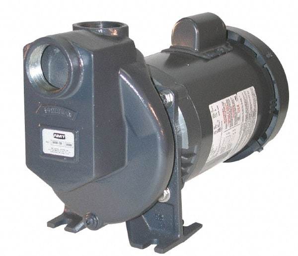 American Machine & Tool - 208-220/440 Volt, 3 Phase, 3/4 HP, Self Priming Pump - 1-1/2 Inch Inlet, 52 Head Pressure, Stainless Steel and Cast Iron Housing, Stainless Steel Impeller, PTFE Seal - Americas Tooling