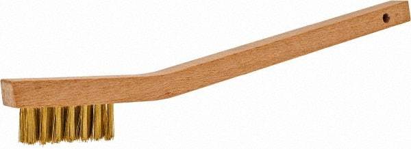 PRO-SOURCE - 3 Rows x 7 Columns Brass Welder Brush - 1-1/2" Brush Length, 7-3/4" OAL, 1/2" Trim Length, Wood Toothbrush Handle - Americas Tooling