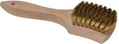 PRO-SOURCE - 5/8" Bristle Length, Brass Scouring Brush - 3" Long x 2-5/8" Wide Head, 8-7/8" OAL, White, Wood Block - Americas Tooling