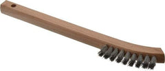 Made in USA - 1/2" Bristle Length, Aluminum Scouring Brush - 2-7/8" Long x 1/2" Wide Head, 8-5/8" OAL, Hardwood Block - Americas Tooling