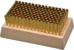 Made in USA - 3/4" Bristle Length, Brass Cleaning & Finishing Brush - 4-1/4" Long x 2-1/2" Wide Head, 4-1/4" OAL, Hardwood Block - Americas Tooling