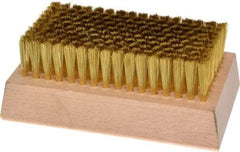 Made in USA - 3/4" Bristle Length, Brass Cleaning & Finishing Brush - 4-1/4" Long x 2-1/2" Wide Head, 4-1/4" OAL, Hardwood Block - Americas Tooling