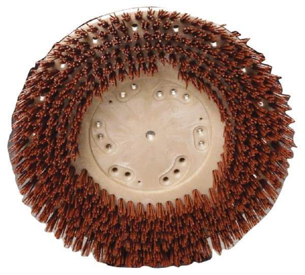 Made in USA - 18" Diam Floor Brush - 16" Machine, 1-1/2" Trim Length, Orange Pad, Nylon - Americas Tooling