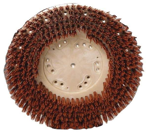 Made in USA - 15" Diam Floor Brush - 13" Machine, 1-1/2" Trim Length, Orange Pad, Nylon - Americas Tooling